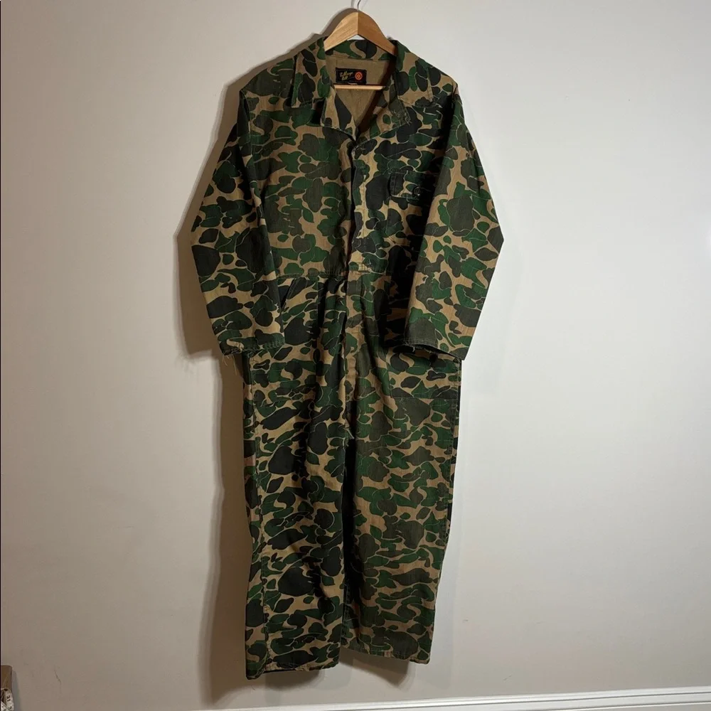 Vintage Bullseye Bill Duck Camo Water Repellent Coveralls XL